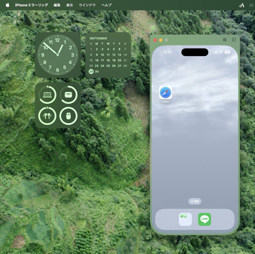 Macの画面上にiPhoneが映る