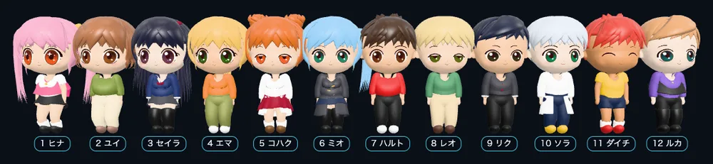 自作のちびキャラ12人の並び
